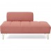 56.3" Inch Modern Loveseat Sofa, Upholstered Armless 2 Seater Couch Bench with Teddy Fabric, Gold Metal Legs for Home, Living Room (Pink) - W2677P195012