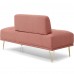 56.3" Inch Modern Loveseat Sofa, Upholstered Armless 2 Seater Couch Bench with Teddy Fabric, Gold Metal Legs for Home, Living Room (Pink) - W2677P195012