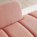 56.3" Inch Modern Loveseat Sofa, Upholstered Armless 2 Seater Couch Bench with Teddy Fabric, Gold Metal Legs for Home, Living Room (Pink) - W2677P195012