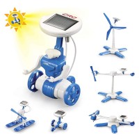 6-in-1 Solar Robot Science Kit, STEM Learning Building Toys for Kids, Powered Propeller Engines Educational Kit, Walking Robot/ Air Boat/ Windmill/ Plane