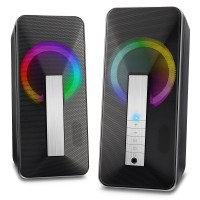 ELEGIANT 10W Wired and Bluetooth 5.0 Speaker with Enhanced Stereo Bass, Colorful LED Light, Dual-Channel Multimedia Speaker for PC Desktop Laptop (2 Pack) - SR300