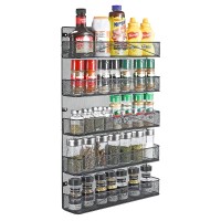 5-Tier Spice Rack Organizer, Hanging Wall Mount Spice Organizer for Cabinet, Pantry Door (Black) - B2045 