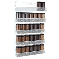 5-Tier Spice Rack Organizer, Hanging Wall Mount Spice Organizer for Cabinet, Pantry Door (White) - B2050 