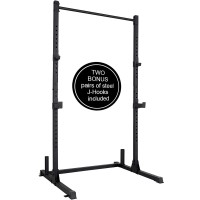 Squat Rack 800 LB Capacity Power Rack 2"x 2" Steel Power Cage Exercise Stand with 2 J-Hooks for Bench Press, Weightlifting and Strength Training (2 Bonus J-Hooks) - 1020163A