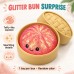 Glitter Bun Squishy Toy Steamer Case Random Color