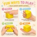 Squishy Cheese Cube Toy, Soft Squeeze Stress Ball, 65mm, Yellow