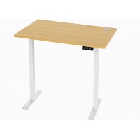 Electric Standing Desk, 140 × 60 cm Adjustable Height Sit-Stand Desk with Memory Preset, Dual-Motor Lift System, Oak Woodgrain Desktop & White Frame — Ergonomic Home Office Workstation