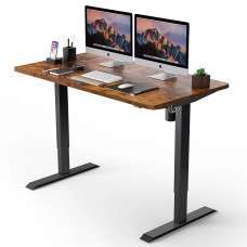 Electric Standing Desk, 48 x 24 inches Whole Piece Deskboard Adjustable Height Desk, Quick Assembly, Ultra-Quiet Motor (Brown) - HOD1A