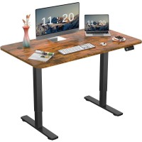 TOYTEXX Electric Standing Desk, 120 x 60 cm Adjustable Height Desk with 2 Memory Presets, LED Height Display, Steel Legs, Ultra-Quiet Motor (Rustic Wood) - SM22F-03R