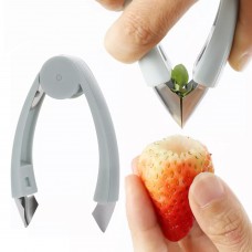 Portable Stainless Steel Strawberry Huller, Fruit Stem Remover, Kitchen Gadget Tool (Blue)