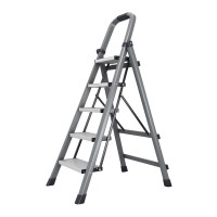 5-Step Folding Step Ladder with Handrails, Wide Anti-Slip Pedals, Carbon Steel Frame, Portable Heavy-Duty Stepladder for Kitchen, Closet, Garage & Home Organization, Gray