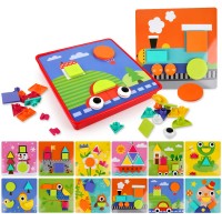 BeebeeRun Kids DIY Jigsaw Puzzle, Early Educational Shape Colour Recognition Mosaic Toy Set