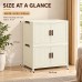 Foldable Storage Cabinet, 2 Tiers, 4 Doors, Casters, Cream, Home