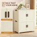 Foldable Storage Cabinet, 2 Tiers, 4 Doors, Casters, Cream, Home