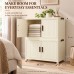 Foldable Storage Cabinet, 2 Tiers, 4 Doors, Casters, Cream, Home