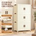 Foldable Storage Cabinet, 3 Tiers, 6 Doors, Casters, Cream, Home