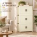 Foldable Storage Cabinet, 3 Tiers, 6 Doors, Casters, Cream, Home