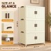 Foldable Storage Cabinet, 3 Tiers, 6 Doors, Casters, Cream, Home