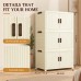 Foldable Storage Cabinet, 3 Tiers, 6 Doors, Casters, Cream, Home