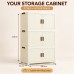 Foldable Storage Cabinet, 3 Tiers, 6 Doors, Casters, Cream, Home