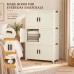 Foldable Storage Cabinet, 3 Tiers, 6 Doors, Casters, Cream, Home
