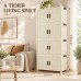 Foldable Storage Cabinet, 4 Tiers, 8 Doors, Casters, Cream, Home Foldable Storage Cabinet, 4 Tiers, 8 Doors, Casters, Cream, Home