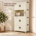 Foldable Storage Cabinet, 4 Tiers, 8 Doors, Casters, Cream, Home Foldable Storage Cabinet, 4 Tiers, 8 Doors, Casters, Cream, Home