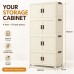 Foldable Storage Cabinet, 4 Tiers, 8 Doors, Casters, Cream, Home Foldable Storage Cabinet, 4 Tiers, 8 Doors, Casters, Cream, Home
