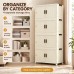 Foldable Storage Cabinet, 4 Tiers, 8 Doors, Casters, Cream, Home Foldable Storage Cabinet, 4 Tiers, 8 Doors, Casters, Cream, Home