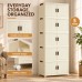 5-Tier Storage Cabinet, Cream Foldable Organizer with Doors & Wheels 5-Tier Storage Cabinet, Cream Foldable Organizer with Doors & Wheels