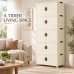 5-Tier Storage Cabinet, Cream Foldable Organizer with Doors & Wheels 5-Tier Storage Cabinet, Cream Foldable Organizer with Doors & Wheels