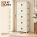 5-Tier Storage Cabinet, Cream Foldable Organizer with Doors & Wheels 5-Tier Storage Cabinet, Cream Foldable Organizer with Doors & Wheels