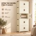5-Tier Storage Cabinet, Cream Foldable Organizer with Doors & Wheels 5-Tier Storage Cabinet, Cream Foldable Organizer with Doors & Wheels