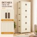 5-Tier Storage Cabinet, Cream Foldable Organizer with Doors & Wheels 5-Tier Storage Cabinet, Cream Foldable Organizer with Doors & Wheels
