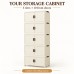 5-Tier Storage Cabinet, Cream Foldable Organizer with Doors & Wheels 5-Tier Storage Cabinet, Cream Foldable Organizer with Doors & Wheels