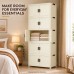 5-Tier Storage Cabinet, Cream Foldable Organizer with Doors & Wheels 5-Tier Storage Cabinet, Cream Foldable Organizer with Doors & Wheels