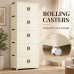 5-Tier Storage Cabinet, Cream Foldable Organizer with Doors & Wheels 5-Tier Storage Cabinet, Cream Foldable Organizer with Doors & Wheels
