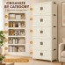 5-Tier Storage Cabinet, Cream Foldable Organizer with Doors & Wheels 5-Tier Storage Cabinet, Cream Foldable Organizer with Doors & Wheels