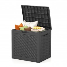 31 Gallon Outdoor Storage Deck Box Waterproof & UV Resistant Patio Storage Bin with Lockable Lid & Side Handles 220 lb Load Capacity Rattan Style for Yard Balcony Pool