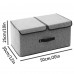 Foldable Linen Storage Box, 50 x 30 x 25 cm Double Lid Organizer Container for Home, Office, Clothes, Books, Toys (Blue) - HJ23053