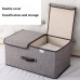 Foldable Linen Storage Box, 50 x 30 x 25 cm Double Lid Organizer Container for Home, Office, Clothes, Books, Toys (Blue) - HJ23053
