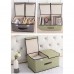 Foldable Linen Storage Box, 50 x 30 x 25 cm Double Lid Organizer Container for Home, Office, Clothes, Books, Toys (Blue) - HJ23053