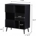 Storage Cabinet, Buffet Sideboard Wood Cabinet with 3 Hollow Doors, Open Storage Shelves for Home, Living Room, Bedroom, Office - BKD-692610-A