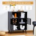 Storage Cabinet, Buffet Sideboard Wood Cabinet with 3 Hollow Doors, Open Storage Shelves for Home, Living Room, Bedroom, Office - BKD-692610-A