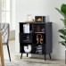 Storage Cabinet, Buffet Sideboard Wood Cabinet with 3 Hollow Doors, Open Storage Shelves for Home, Living Room, Bedroom, Office - BKD-692610-A