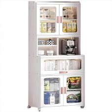 73" Kitchen Pantry Storage Cabinet, Collapsible Storage Organizer with Rotating Wheels for Home, Kitchen, Living Room - F8851-4
