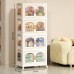 4-Tier Stackable Storage Cabinet, Portable Collapsible Container Box with Wheels for Home, Kitchen, Bathroom, Office - YT7013