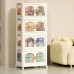4-Tier Stackable Storage Cabinet, Portable Collapsible Container Box with Wheels for Home, Kitchen, Bathroom, Office - YT7013