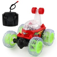 RC Stunt Car, Tumbling Spinning Car with 360° Rotation, Lights, Music (Red) - KN0708