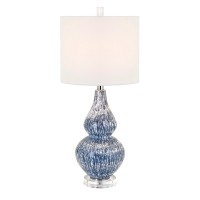 Andorian Table Lamp, 28 inch Table Lamp with Blue White Marbled Surface, Modern and Chic - 29666